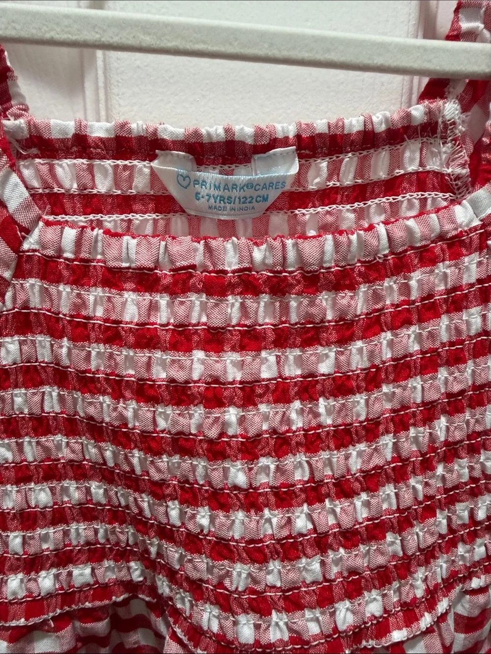 Primark Red and White Gingham Smocked Flutter Dress